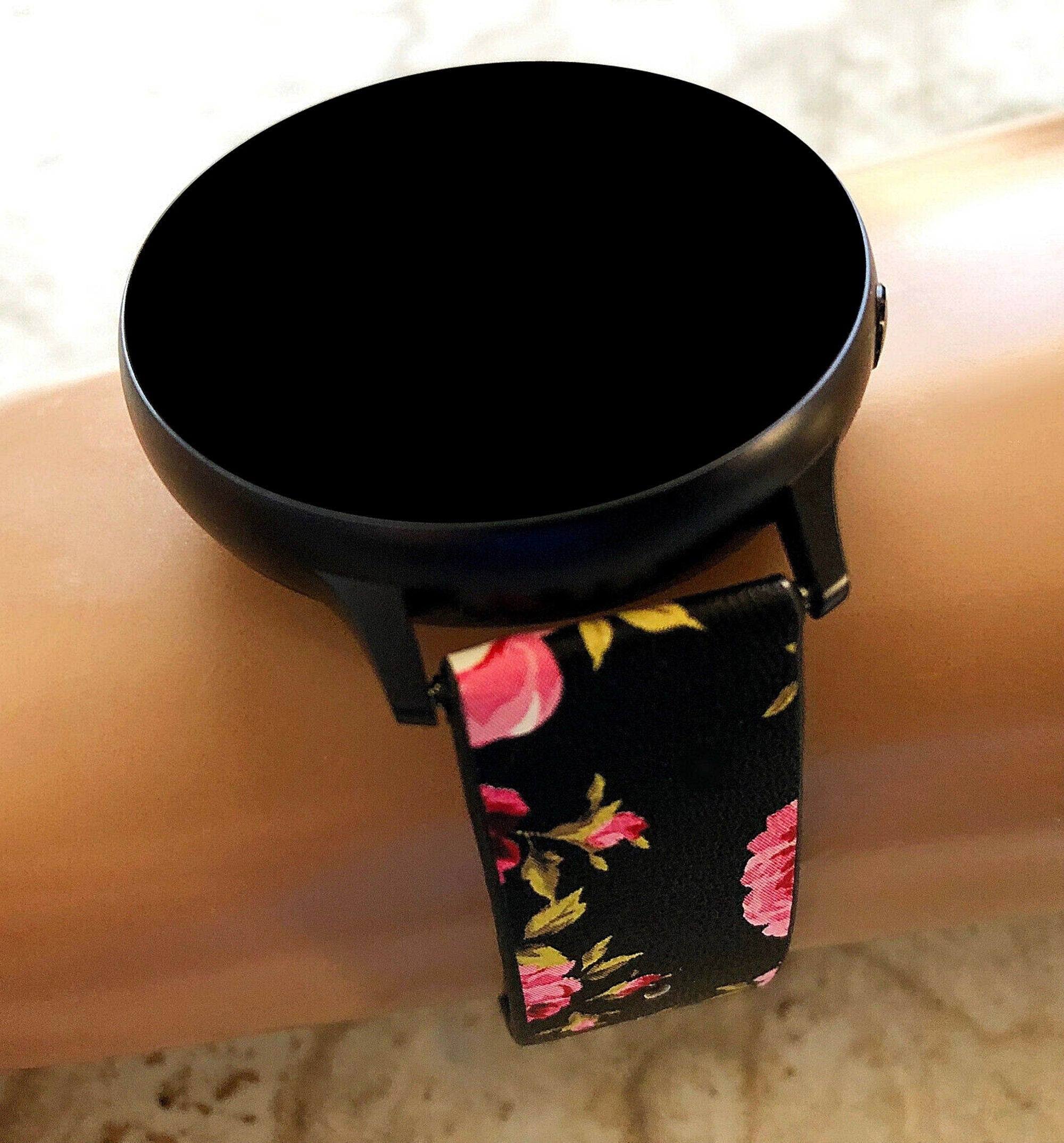 Google Pixel Watch 3 2 1 41mm Band Black Red Floral Roses FL-5 Leather Bracelet Wristband Strap Flowers Fashion Accessory Jewelry B18A20